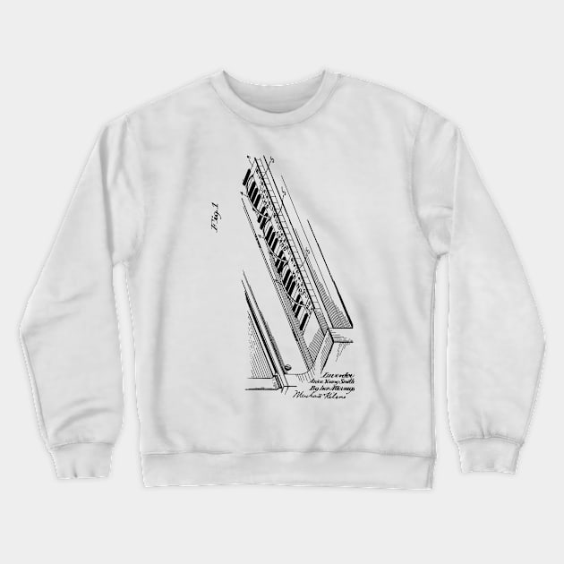 Piano Keyboard Card System Vintage Patent Hand Drawing Crewneck Sweatshirt by TheYoungDesigns